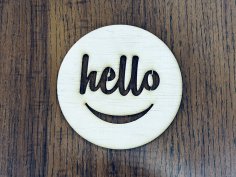 Laser Cut Hello Smiley Face Free Vector