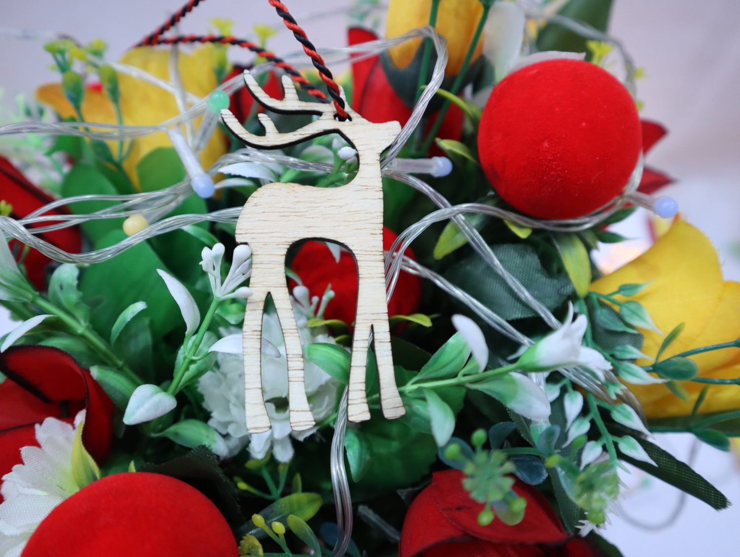Laser Cut Wooden Reindeer Christmas Tree Ornament Free Vector