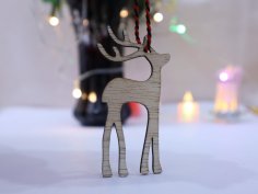 Laser Cut Wooden Reindeer Christmas Tree Ornament Free Vector