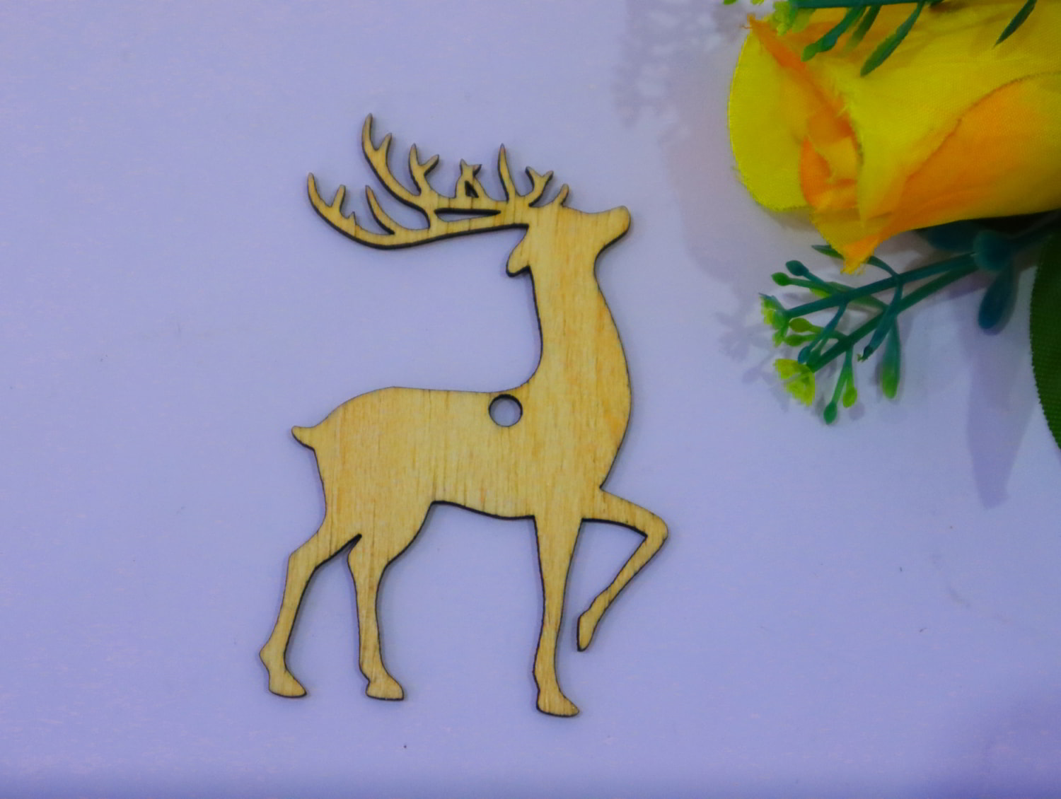 Laser Cut Christmas Wooden Reindeer Ornament Free Vector
