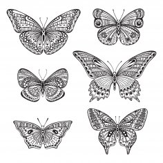Butterfly Ornate Doodle Free Vector