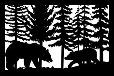 24 X 36 Bear Cub Trees Plasma Art DXF File
