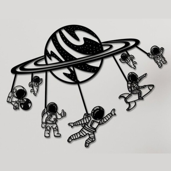 Laser Cut Kids Astronaut Wall Decor Space Wall Art DXF File Free Download - 3axis.co - 3D model önizlemesi