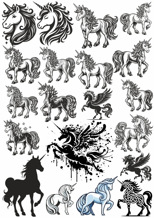 Unicorn Vectors Set Free Vector cdr Download - 3axis.co - 3D model önizlemesi