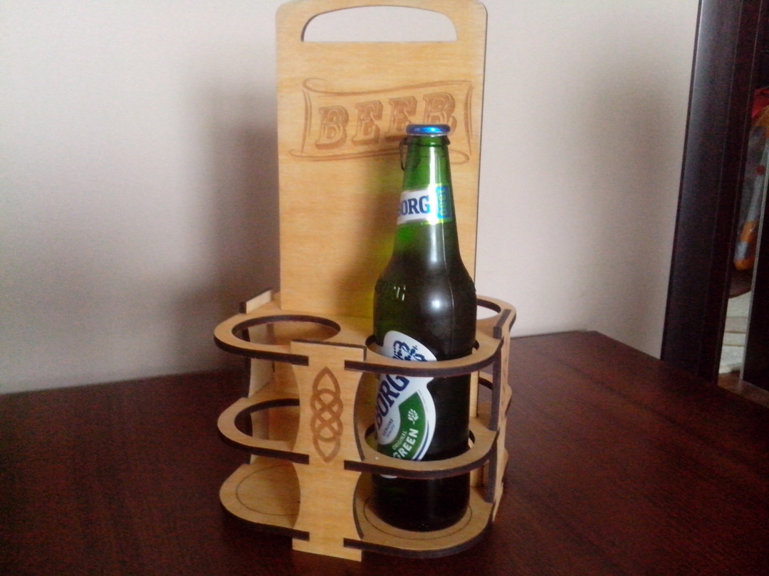 Laser Cut Beer Caddy Beer Holder Free Vector cdr Download - 3axis.co - 3D model önizlemesi