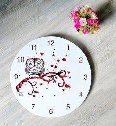Laser Cut Decorative Owl Wall Clock Free Vector