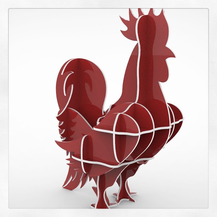 Laser Cut Rooster 3D Wooden Puzzle 16mm DXF File