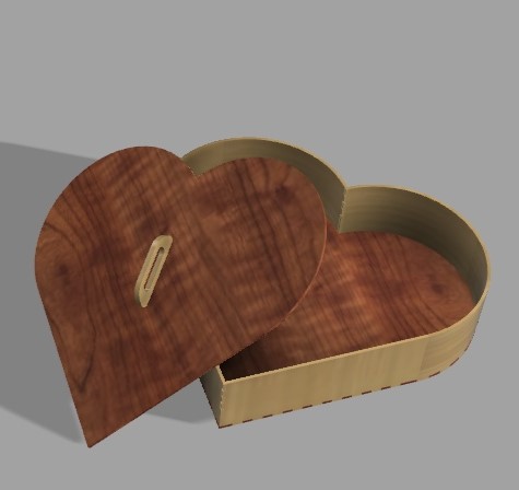 Laser Cut Wooden Heart Box DXF File