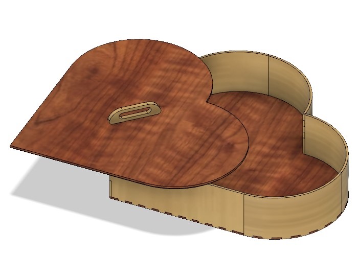 Laser Cut Wooden Heart Box DXF File