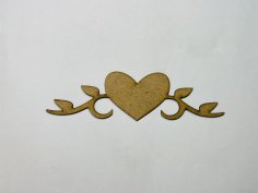 Laser Cut Heart With Leaves Wood Cutout Free Vector