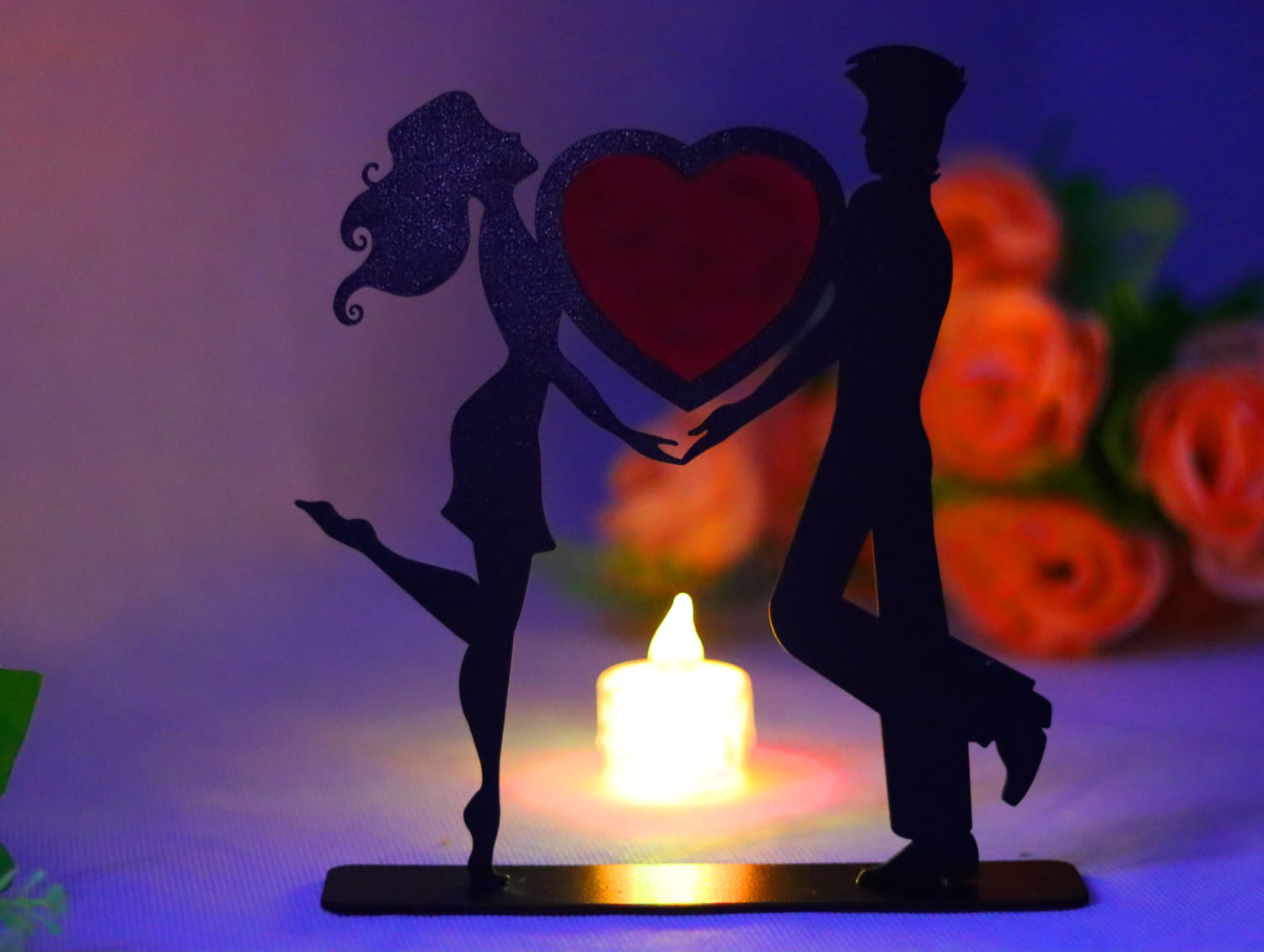Laser Cut Romantic Love Couple Standing Valentine Day Decor Free Vector