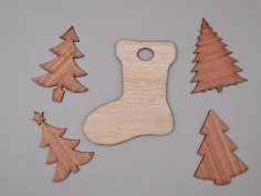 Laser Cut Christmas Stocking Wood Cutout Shape Unfinished Free Vector