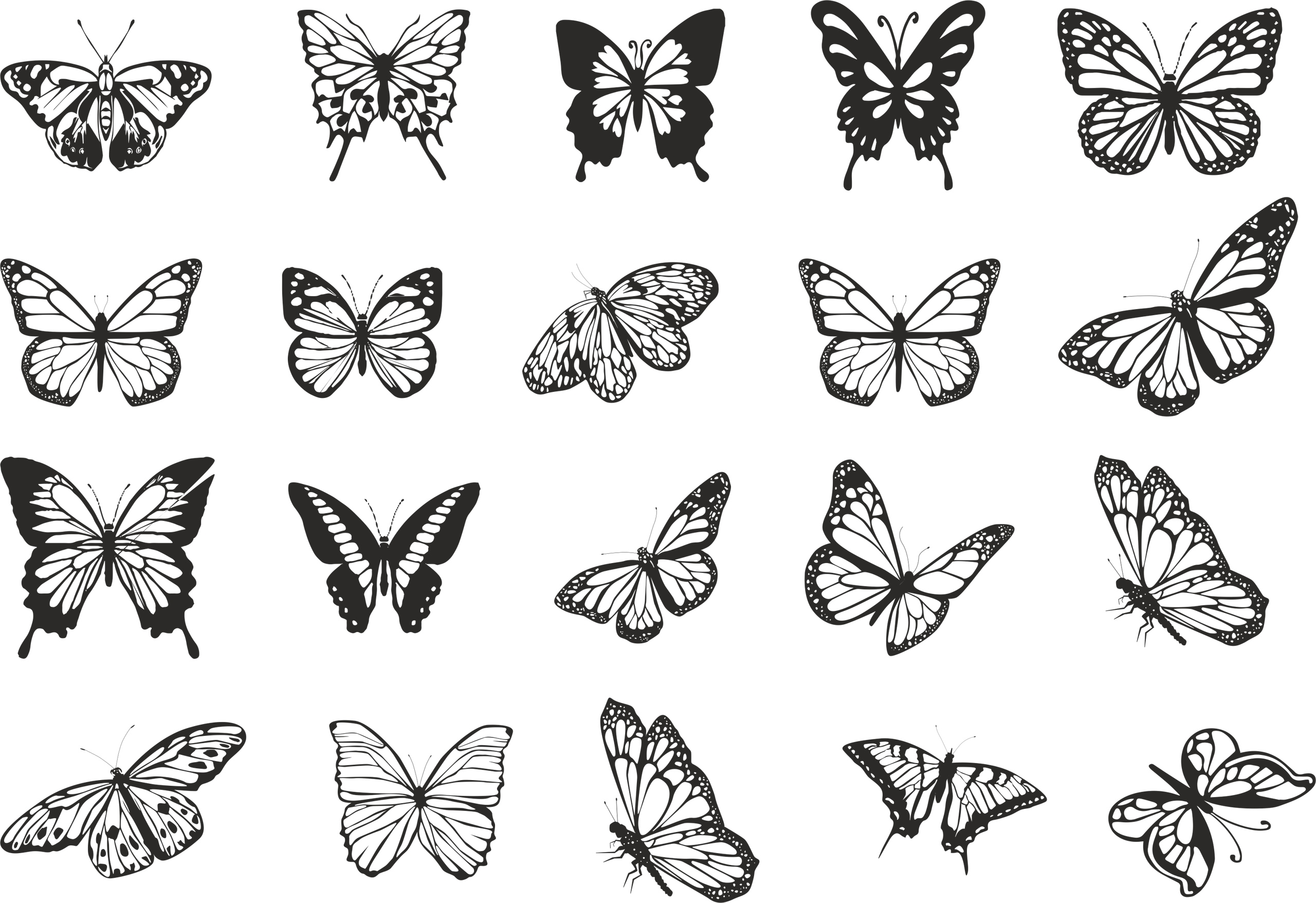 Flying Butterflies Vector Set Free Vector cdr Download - 3axis.co
