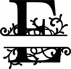 Split Monogram Letter E DXF File