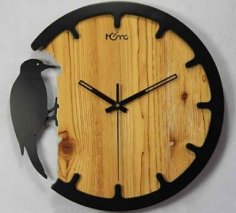 Laser Cut Woodpecker Wall Clock Free Vector