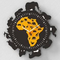 Laser Cut Africa Wall Clock Free Vector