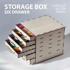 Laser Cut Storage Box with Drawers Free Vector