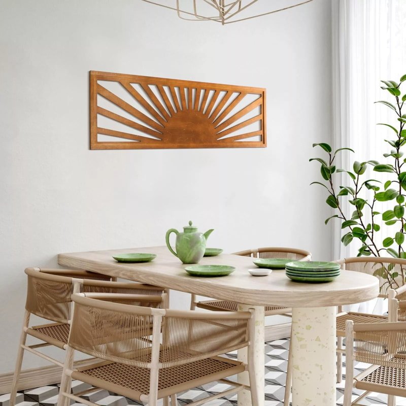 Laser Cut Wood Sunset Wall Art Boho Sun Wall Art Free Vector Download - 3axis.co - 3D model önizlemesi