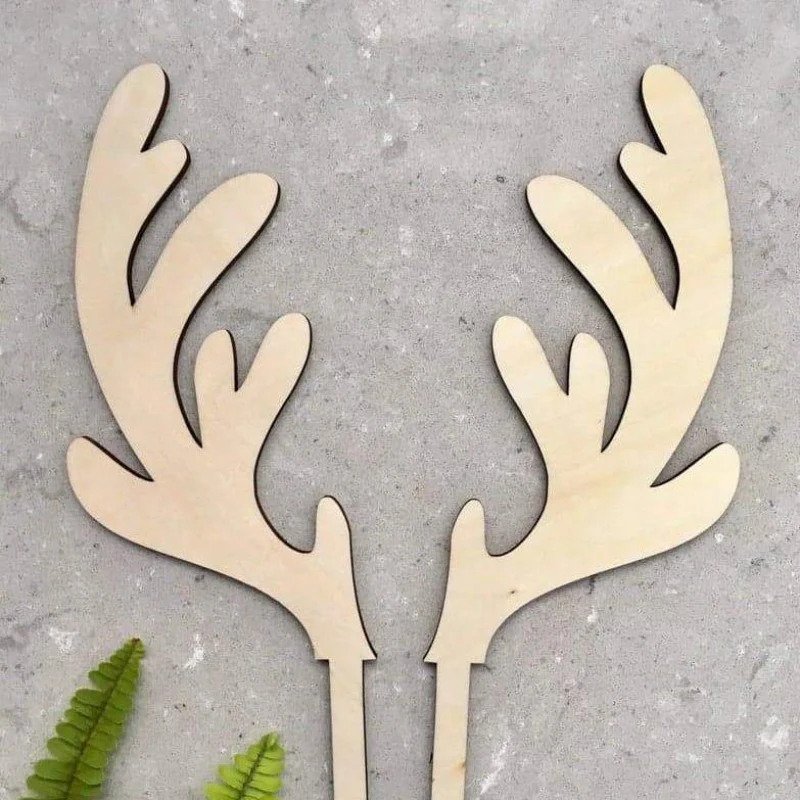 Laser Cut Christmas Reindeer Antlers Cake Topper Free Vector Download - 3axis.co - 3D model önizlemesi