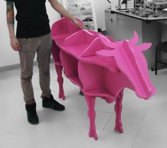 Cow Shaped Storage Shelf 3D Puzzle CNC Laser cut Free Vector