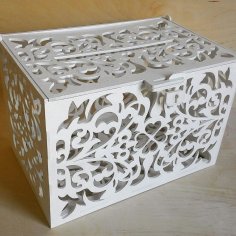 Rustic Wooden Card Box, Wedding Money Box Slot Free Vector