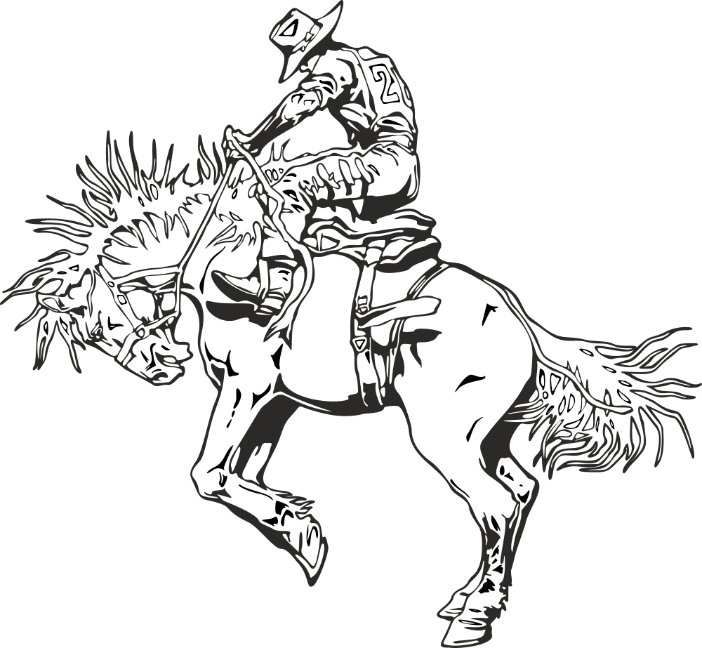 Rodeo rider western cowboy line art Free Vector cdr Download 3axis.co