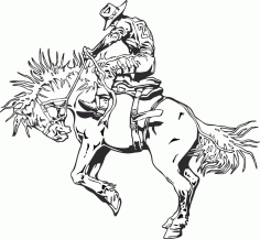 Rodeo rider western cowboy line art Free Vector