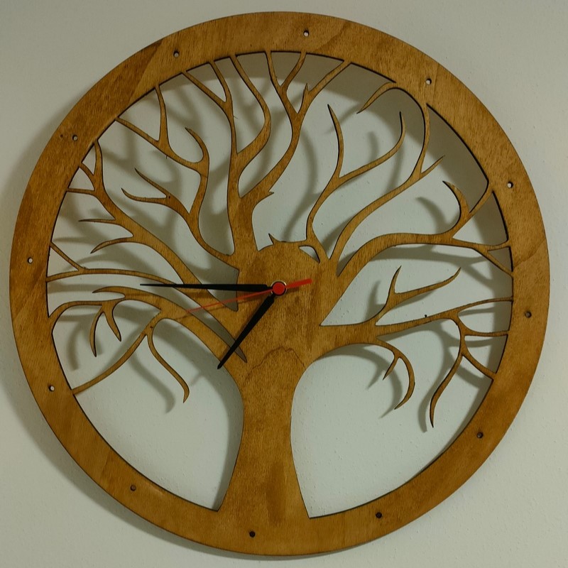 Laser Cut Tree Wall Clock Free Vector cdr Download - 3axis.co