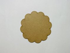 Laser Cut Scalloped Round Wood Ornament Free Vector