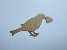 Laser Cut Bird Heart Shape Wood Cutout Free Vector