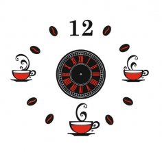 Laser Cut Coffee Clock Template Free Vector