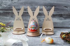 Laser Cut Wooden Bunny Egg Holder Free Vector