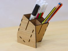 Laser Cut Contemporary Style Pencil Holder Free Vector