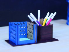 Laser Cut Sticky Notes With Pen Holder Free Vector