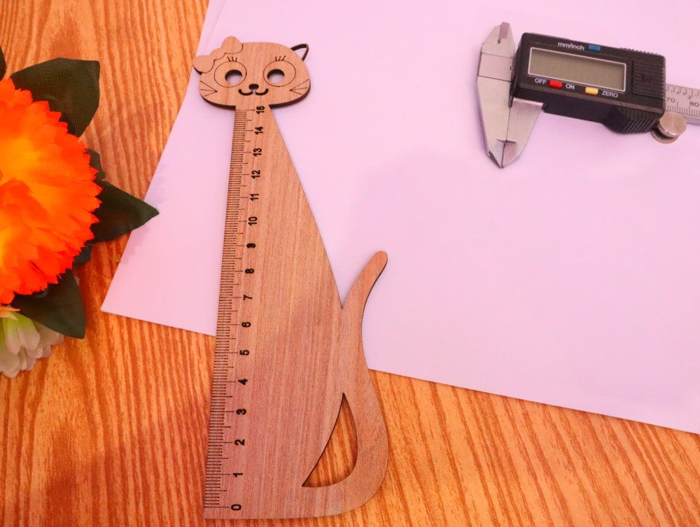 Laser Cut Cute Cat Wooden Ruler DXF File