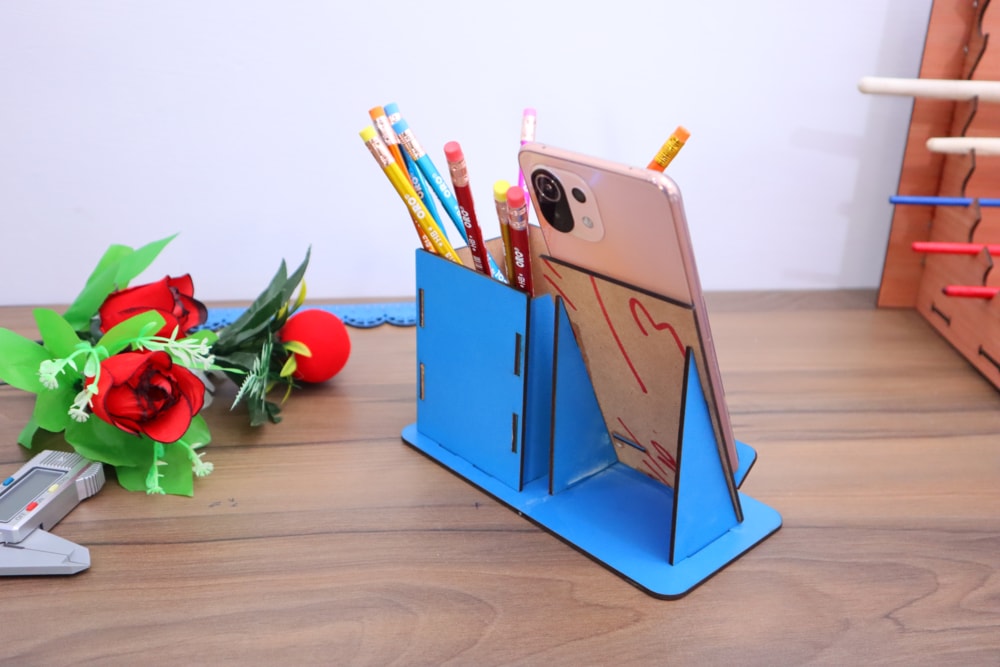 Laser Cut Phone And Pen Stand DXF File