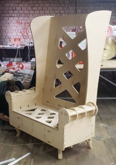 Wood Throne Chair High Back Sofa Chair Laser Cut Template Free Vector