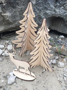 Laser cut Christmas Tree Reindeer Free Vector