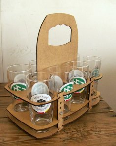 Laser Cut Wood Drink Carrier Free Vector