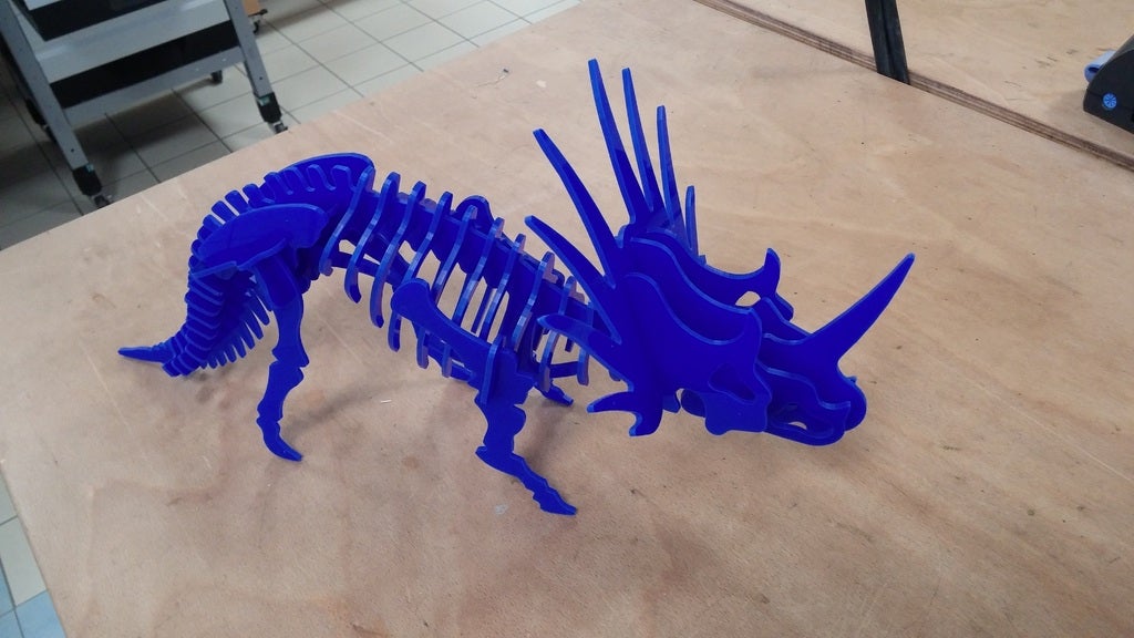 Laser Cut Styracosaurus 3D Puzzle 3mm DXF File