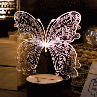 Laser Cut Decorative Butterfly Acrylic Lamp Free Vector