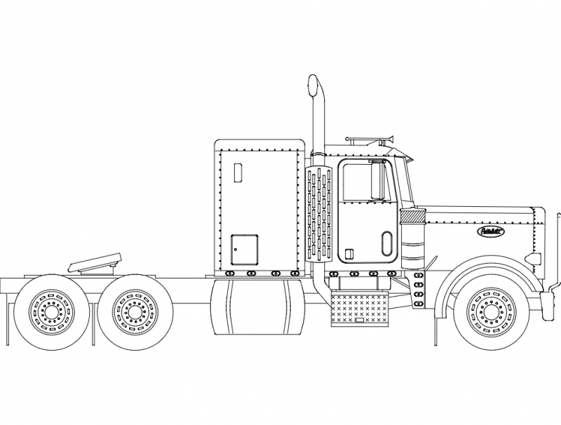 Peterbilt Truck dxf File Free Download - 3axis.co