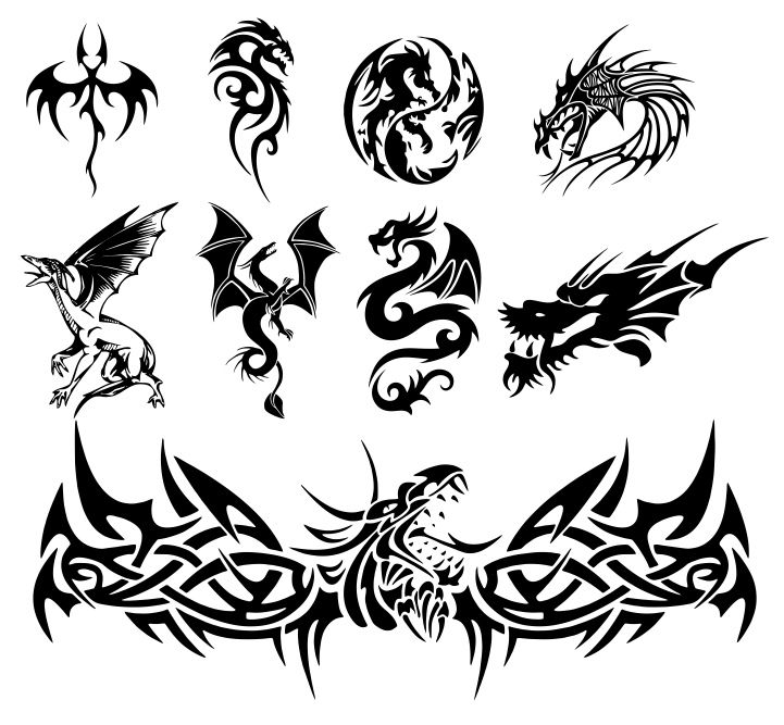 Dragon Tattoos Graphics Vector Art & Graphics