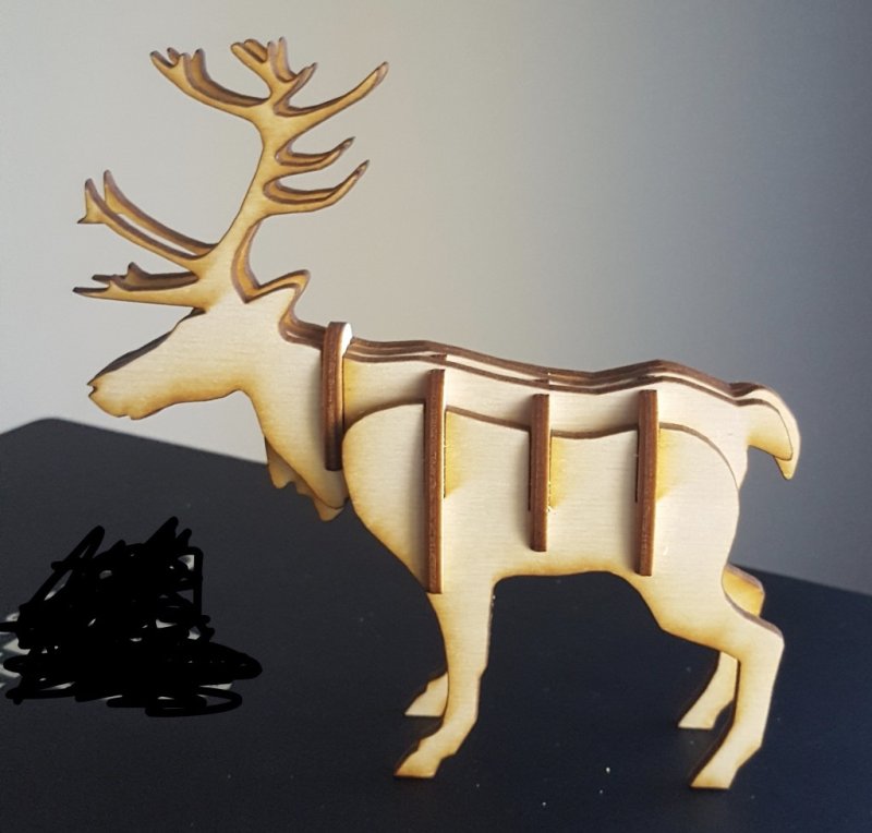 Laser Cut Christmas Reindeer DXF File Free Download - 3axis.co - 3D model önizlemesi
