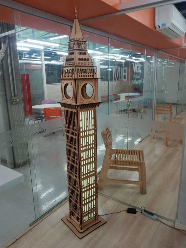 Laser Cut Big Ben 3D 2100mm Free Vector Download - 3axis.co - 3D model önizlemesi