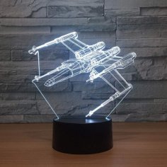 Laser Cut Star Wars X-wing 3D Illusion Lamp Free Vector