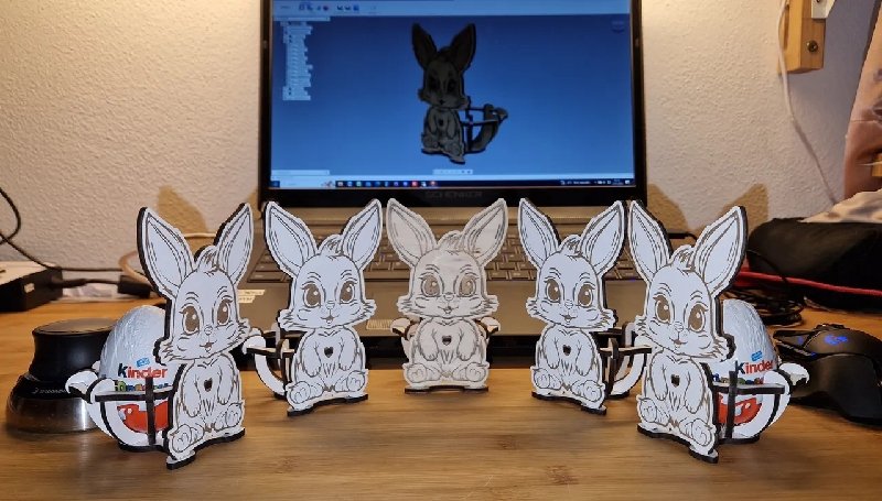 Laser Cut Easter Bunny Free Vector Download - 3axis.co - 3D model önizlemesi