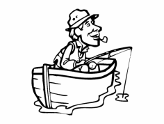 Fisherman with Cigar in boat dxf File