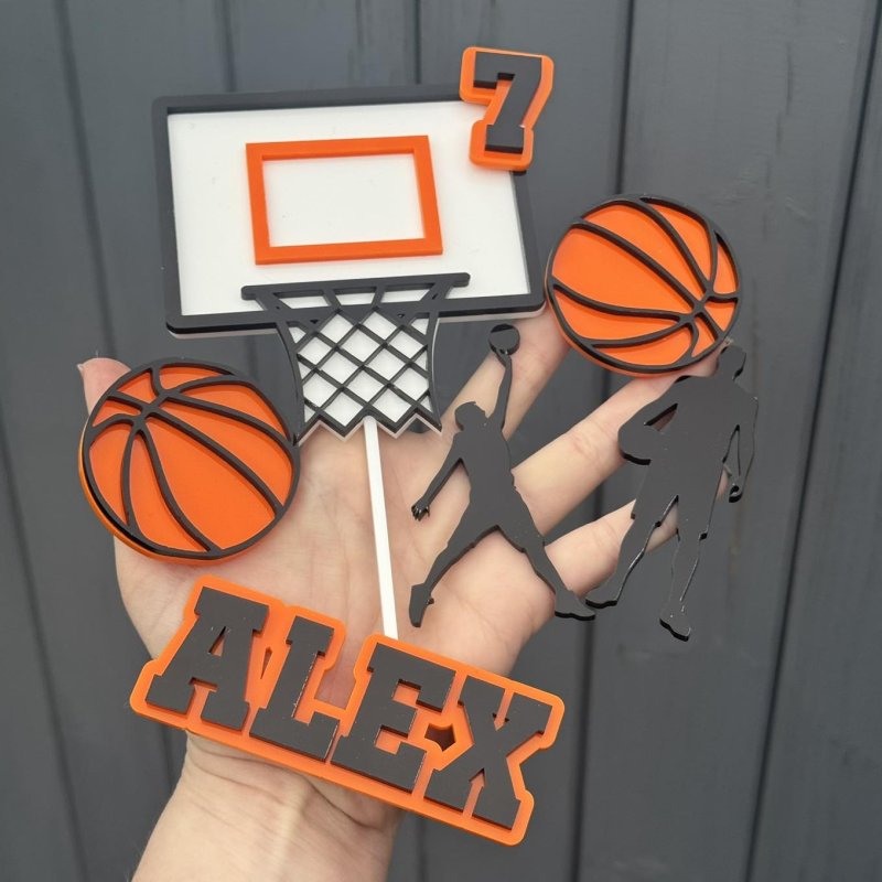 Laser Cut Basketball Cake Topper Basketball Party Decor Free Vector Download - 3axis.co - 3D model önizlemesi