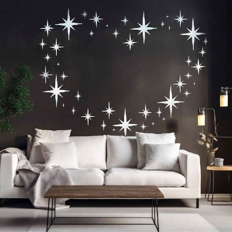 Laser Cut Star Design Mirror Wall Sticker 3D Acrylic Mirror Decal For Home Free Vector Download - 3axis.co - 3D model önizlemesi